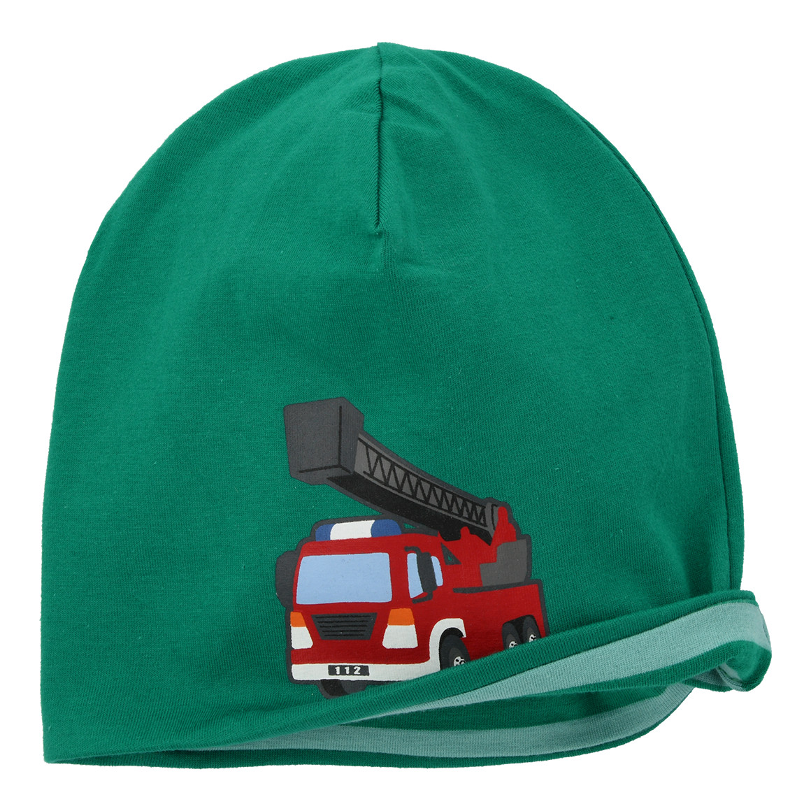 Topomini Baby Beanie mit Feuerwehr-Print grün