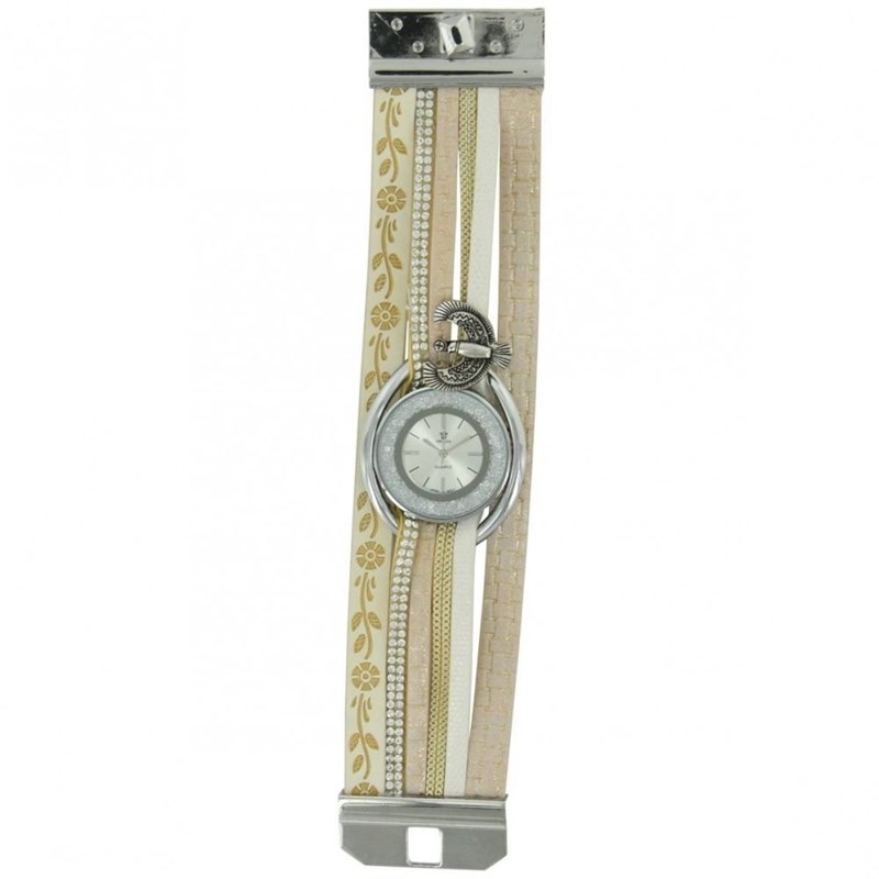 Montre Femme BELLOS bracelet Cuir Blanc