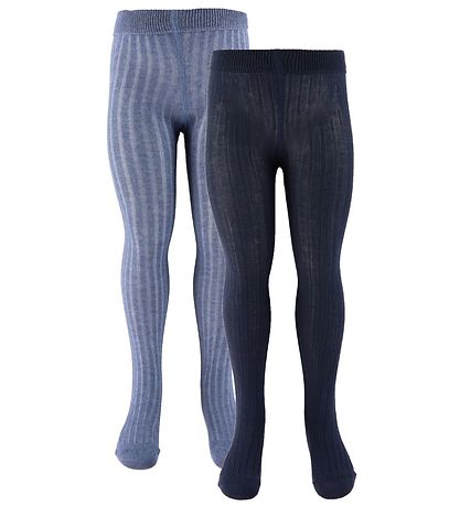 Minymo trømpebukser - 2-pak - Solid Rib - Navybl?/Bl?meleret