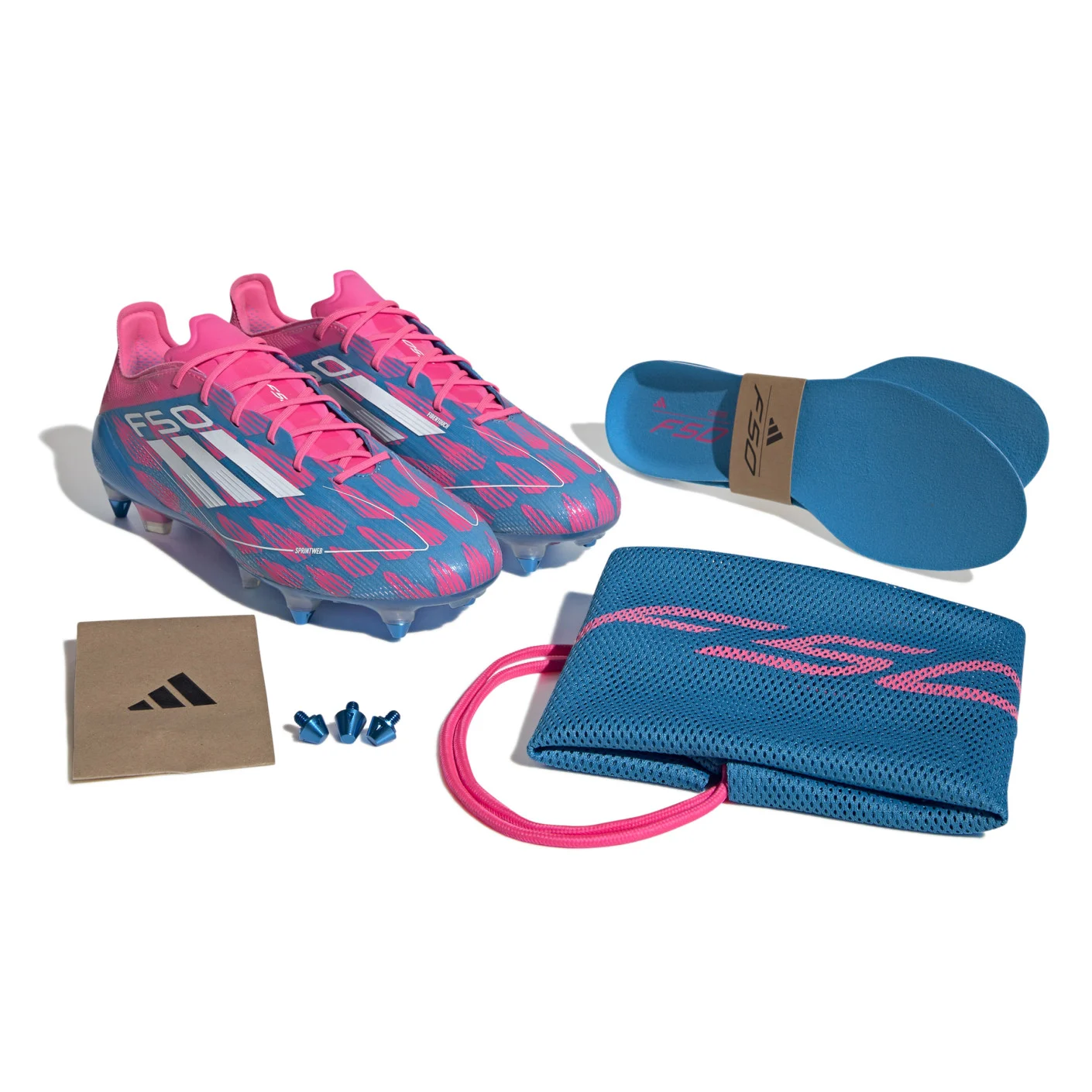 Adidas F50 Elite IJzeren-Nop Voetbalschoenen (SG) Blauw Roze Wit
