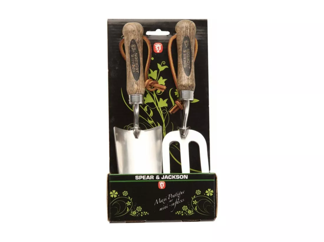 Set de 2 mini outils à fleurs inox manche en frêne