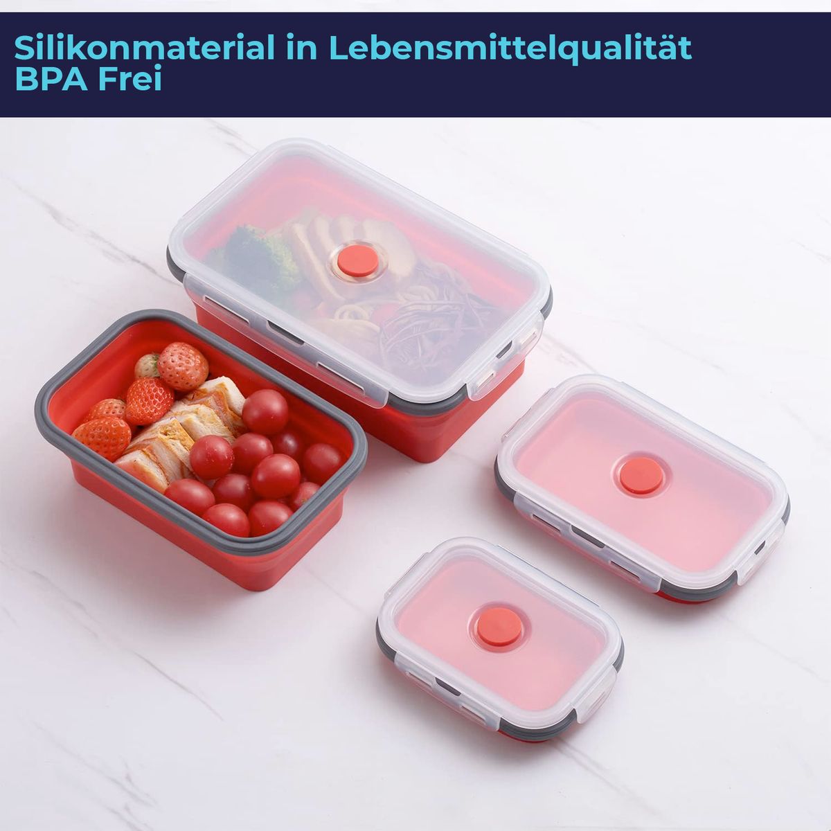 Gefrier Dosen Lebensmittel Vorrats Behälter Frischhaltedosen Deckel Faltbar