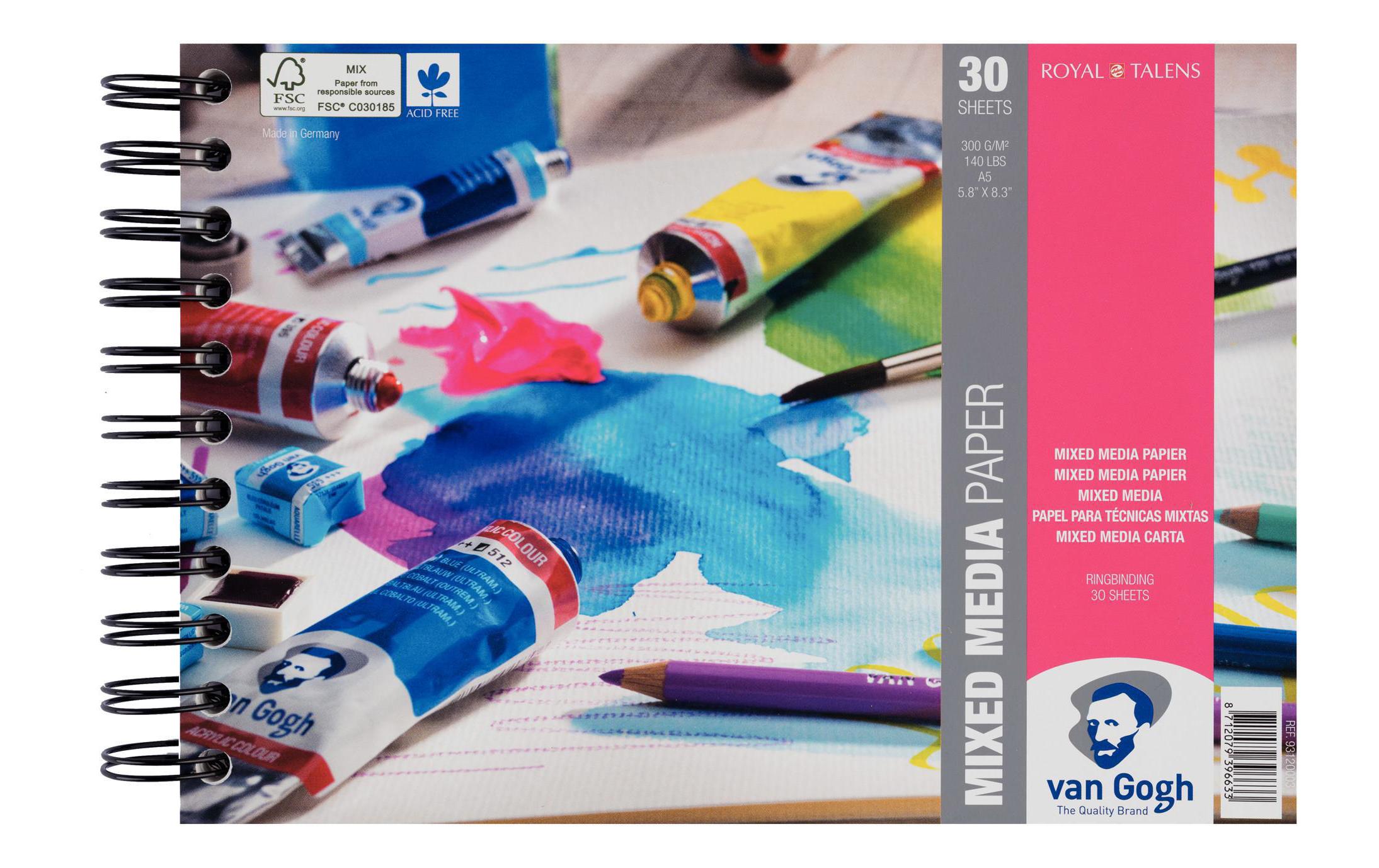 Malblock Mixed Media A5 14.8 x 21 cmKünstlerpapier mit Spiralbindung