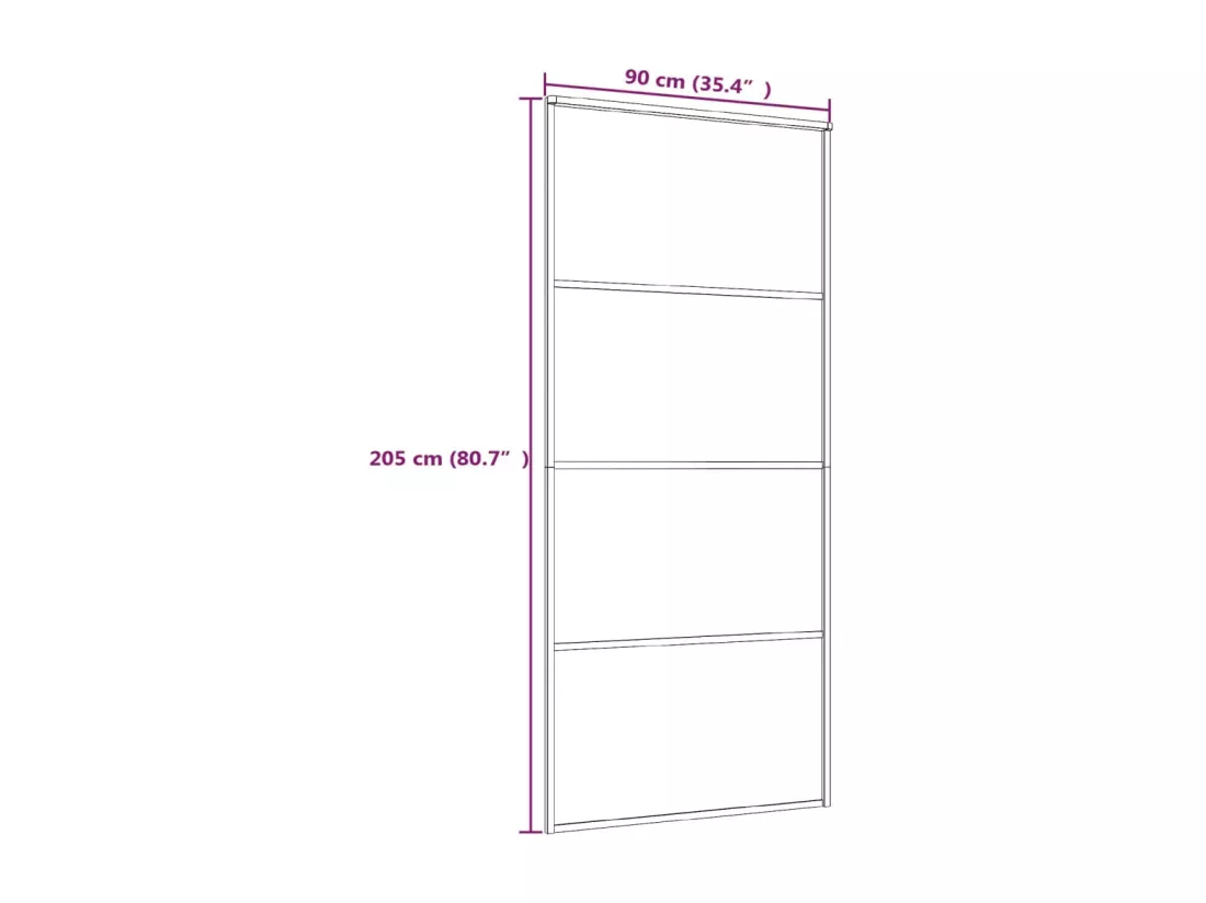 Porte coulissante Verre ESG dépoli et aluminium 90x205 cm Noir