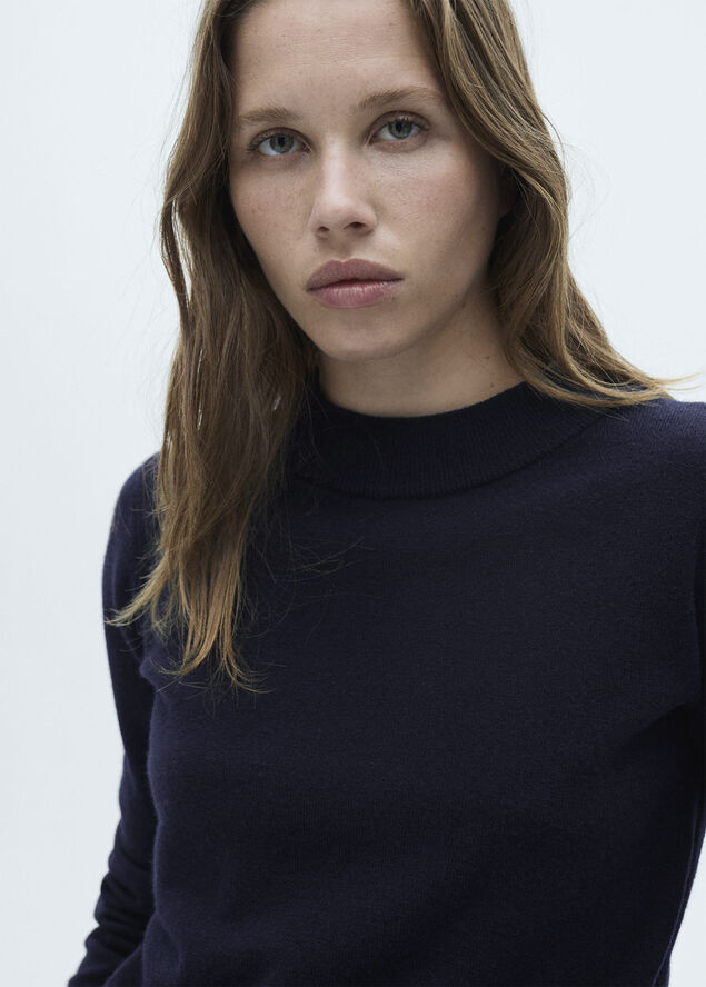 MANGO Straight round-neck sweater Navy