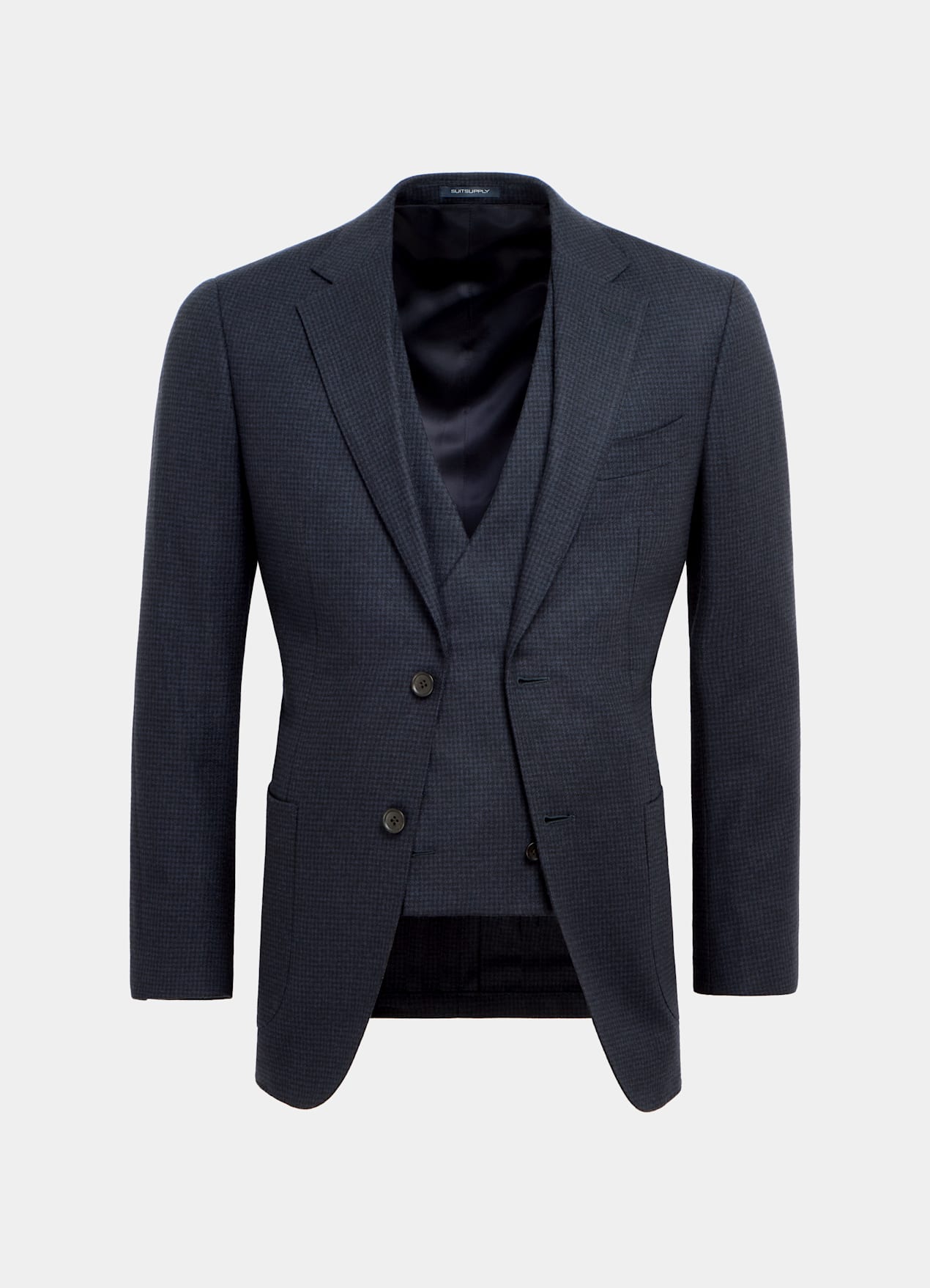 Costume trois pièces Havana coupe Tailored bleu marine pied-de-poule