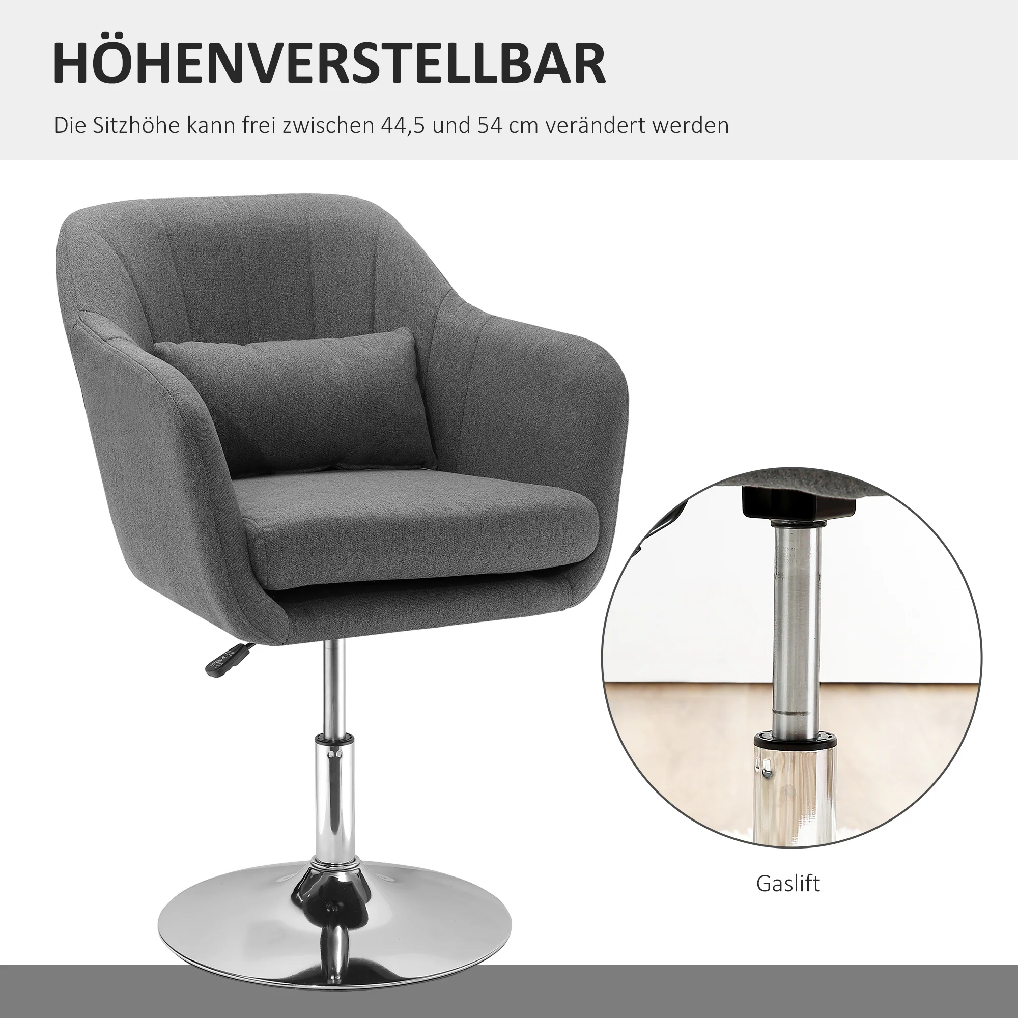 HOMCOM Bürostuhl im schlichten Design 57 x 57 x (77,5-87) cm (BxTxH)