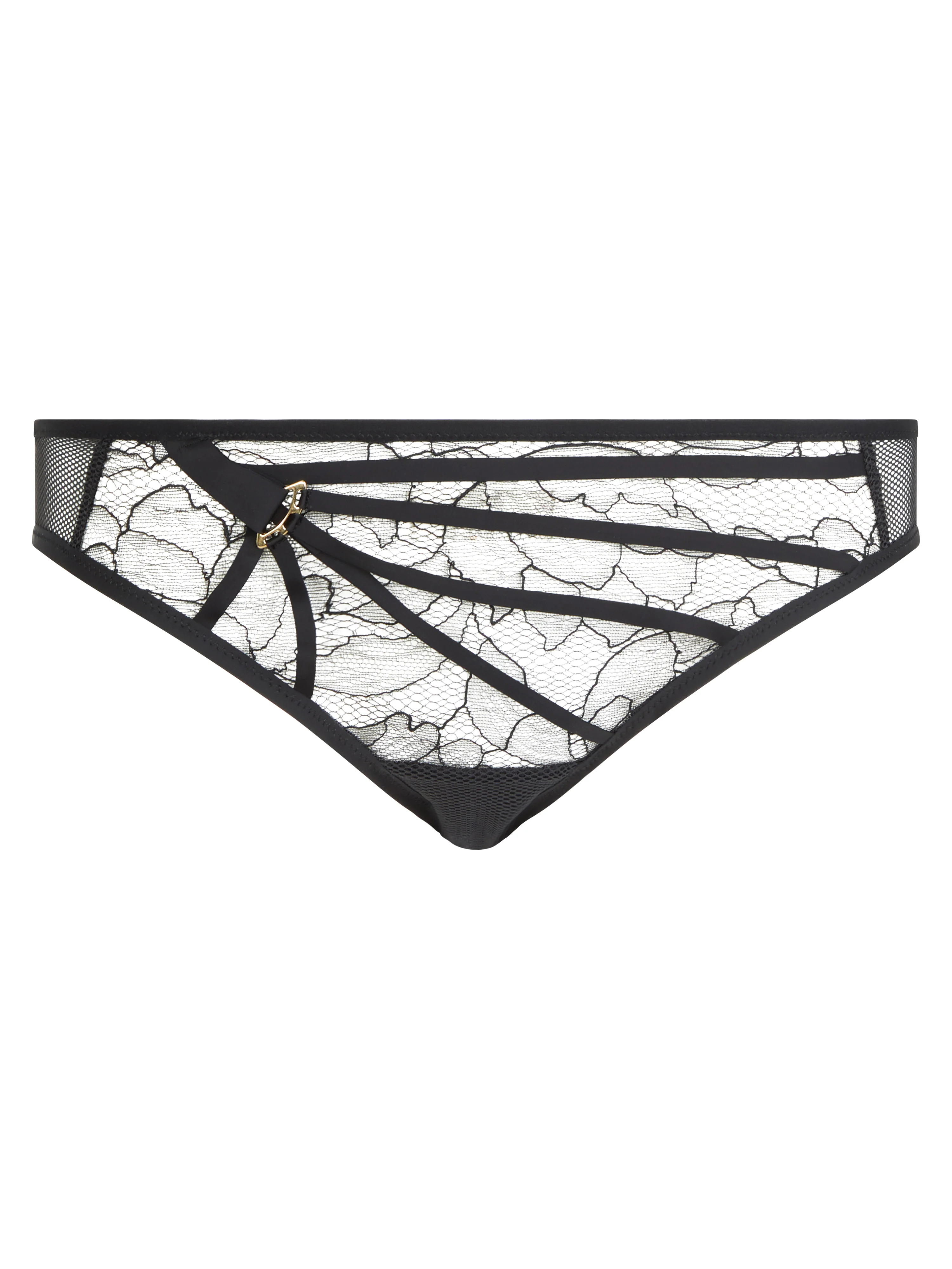 XQUISITE - Slip dégagé avec dentelle de leavers | Noir