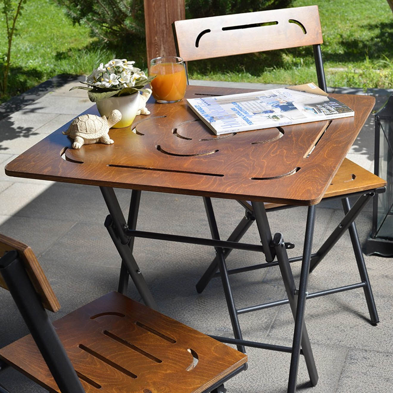 Wooden Art Ensemble de jardin 2 places marron