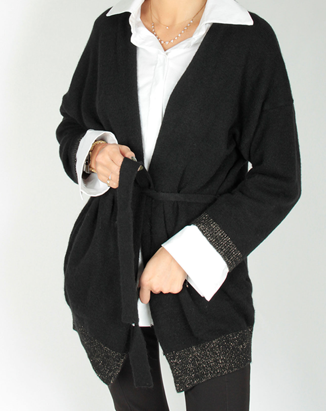 Lauren Vidal Gilet ceinturé Ciara noir