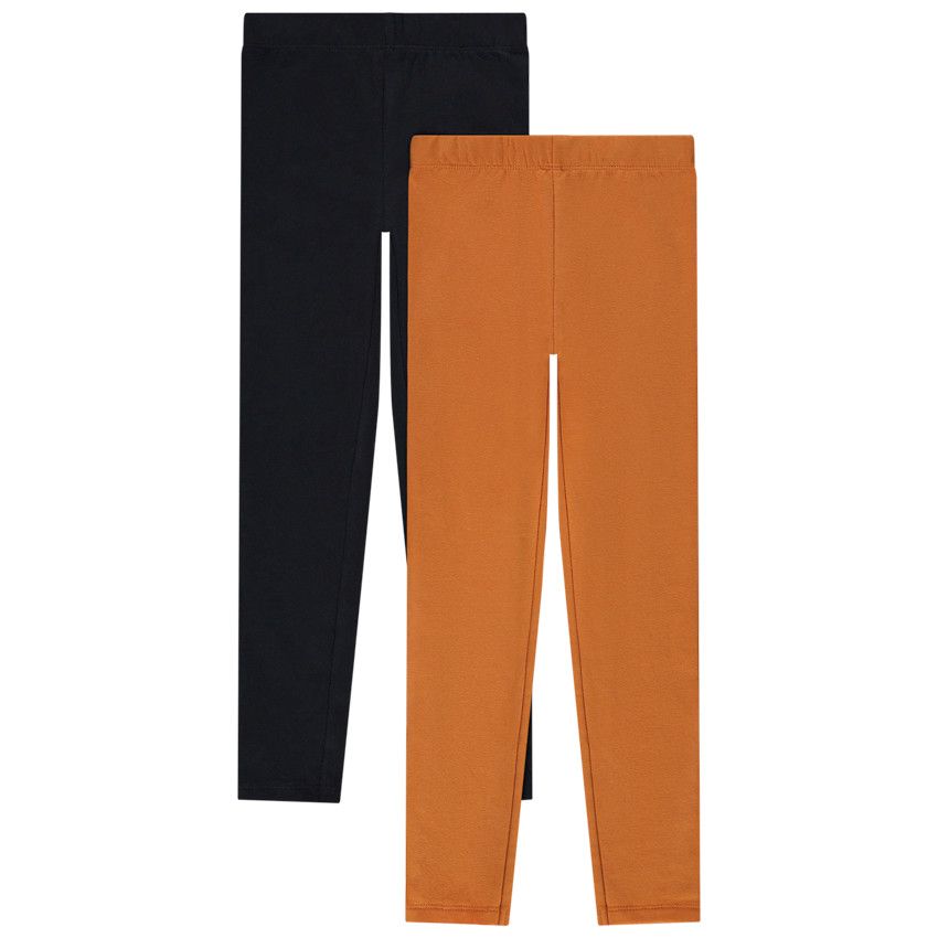 Lot de 2 leggings en molleton pour fille - Moutarde