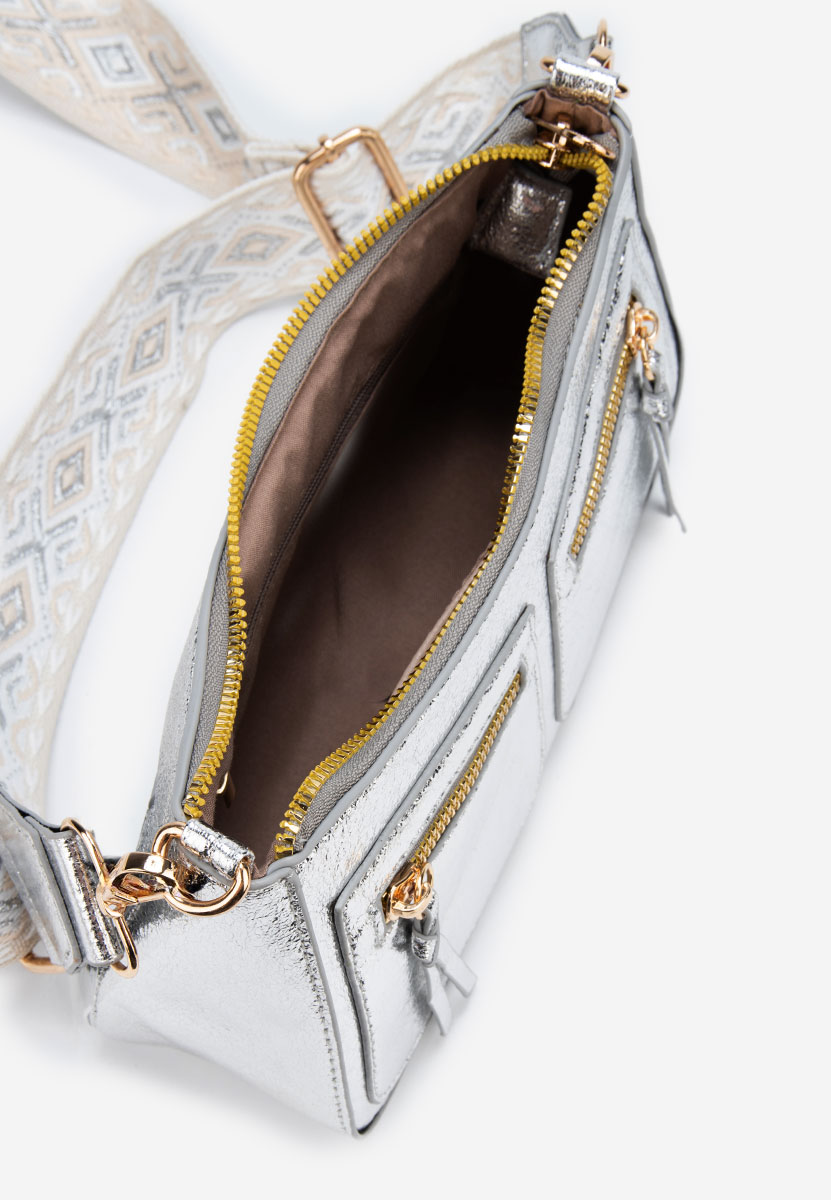 Sac bandoulière femme argent Sabrya