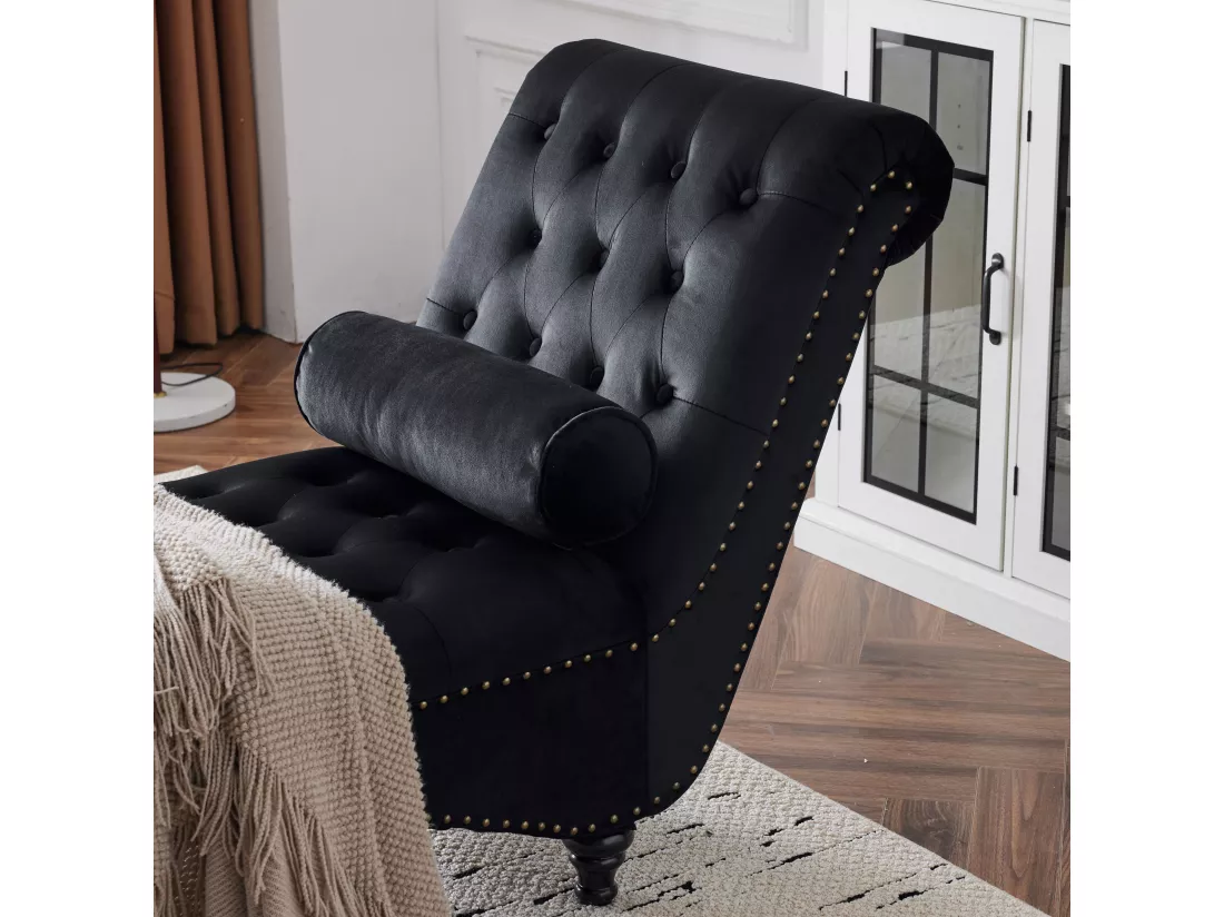 Canapé rembourré - avec coussin lombaire - Noir