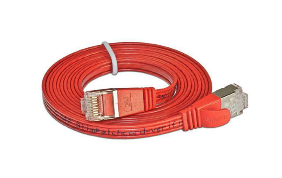 Slimpatchkabel RJ-45 - RJ-45, Cat 6, STP, 0.15 m, RotGeschirmtes Twisted-Pair-Kabel (STP) mit Klinkenschutz