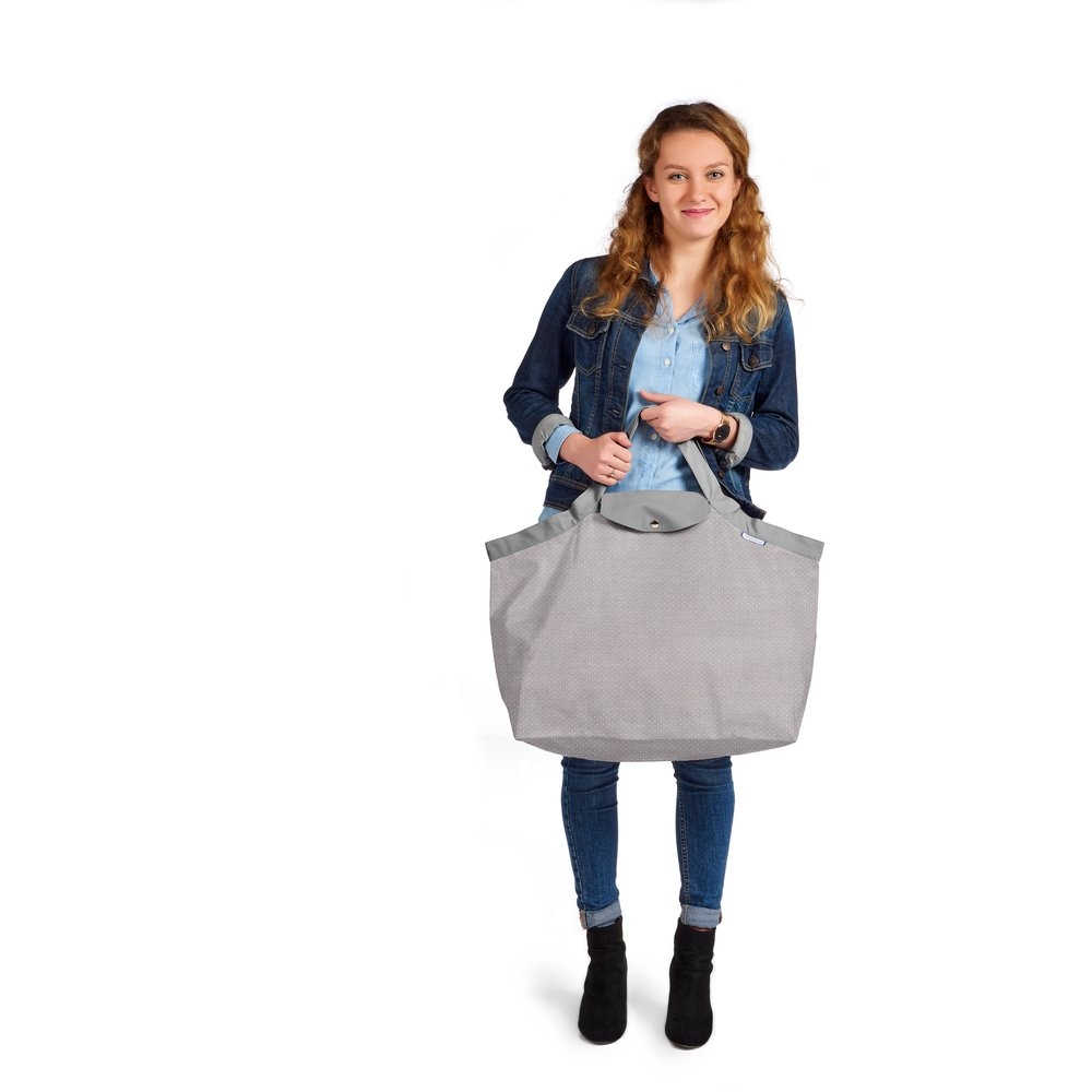 Grand Sac Cabas En Tissu Etoile Or Gris