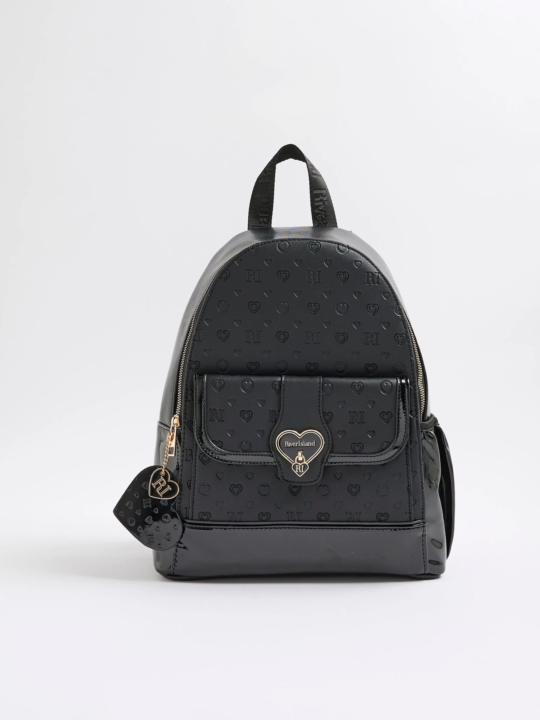 Zwart - River Island Heart Lock Pocket Backpack