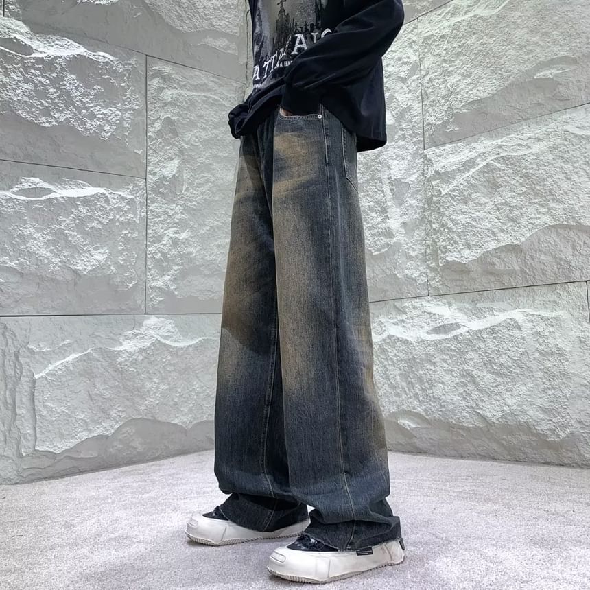 DuckleBeam - High Waist Washed Wide Leg Jeans
