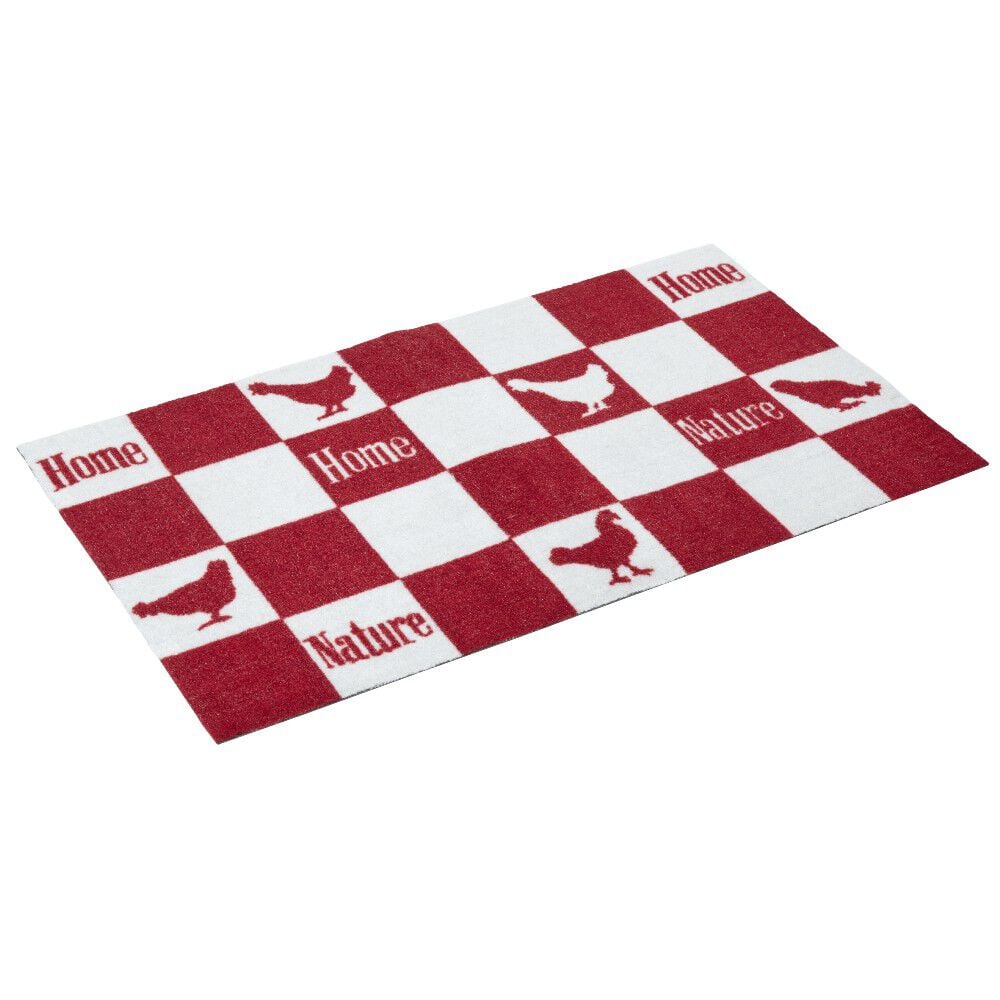 Tapis de cuisine rectangulaire  motif quadrillé poule
