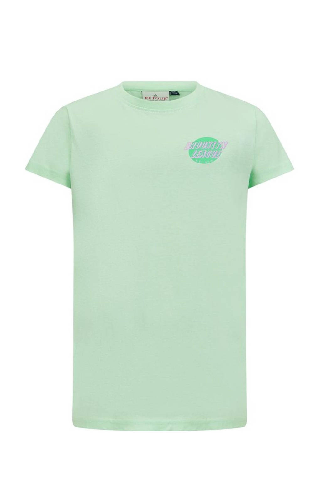Retour Jeans T-shirt Piper met backprint licht appelgroen