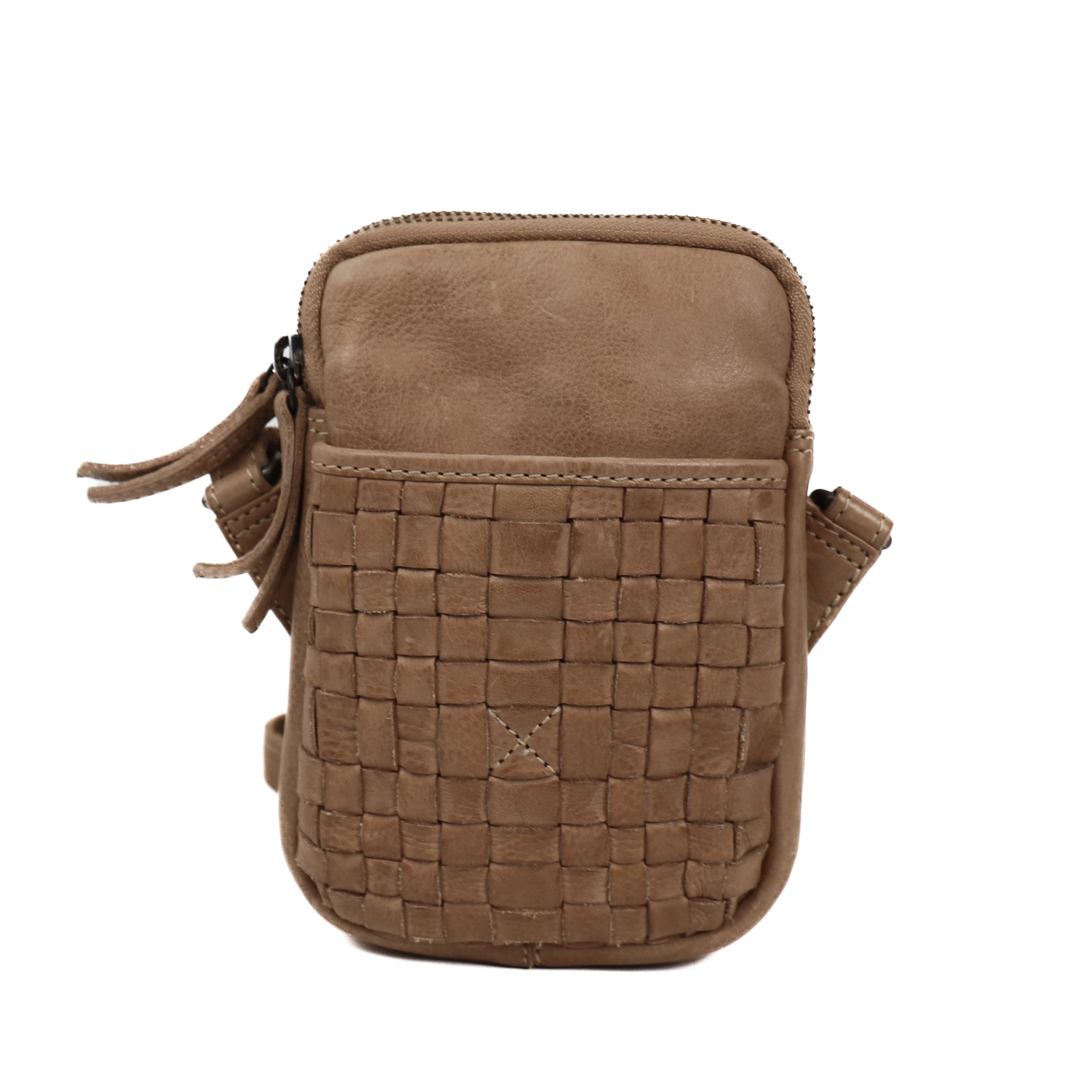 Gevlochten schoudertasje 'Saske' beige Beige