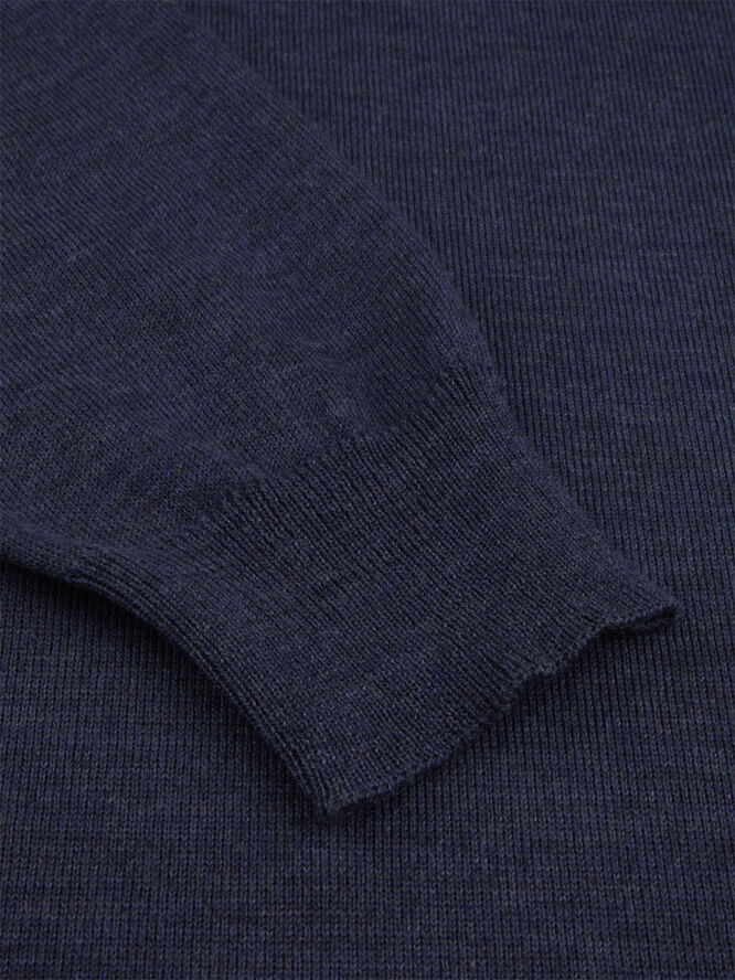 Stenströms Sweater Knitted Crew Neck With Patch Merino Wool Blue
