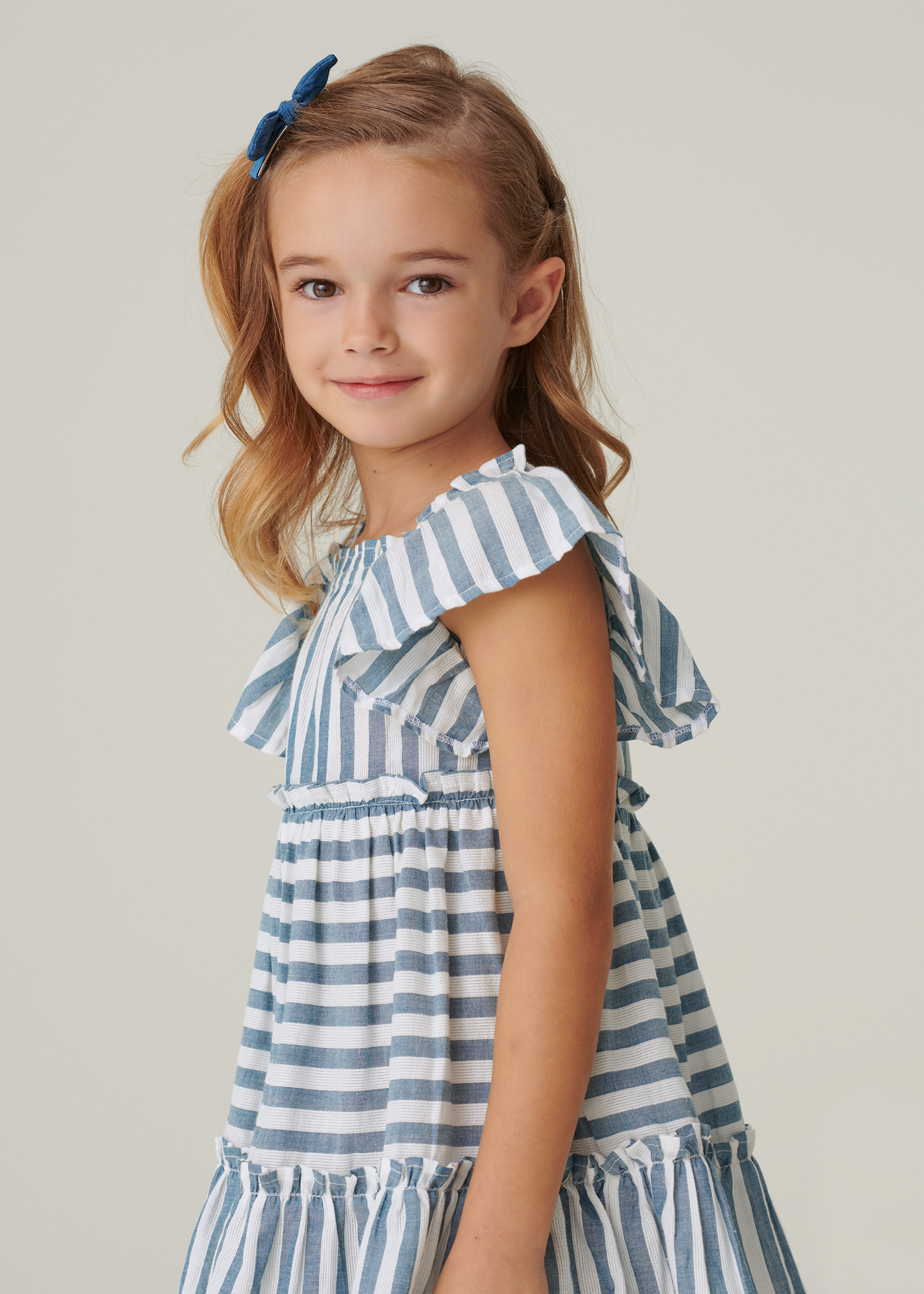 Vestido de algodão estampado para meninas