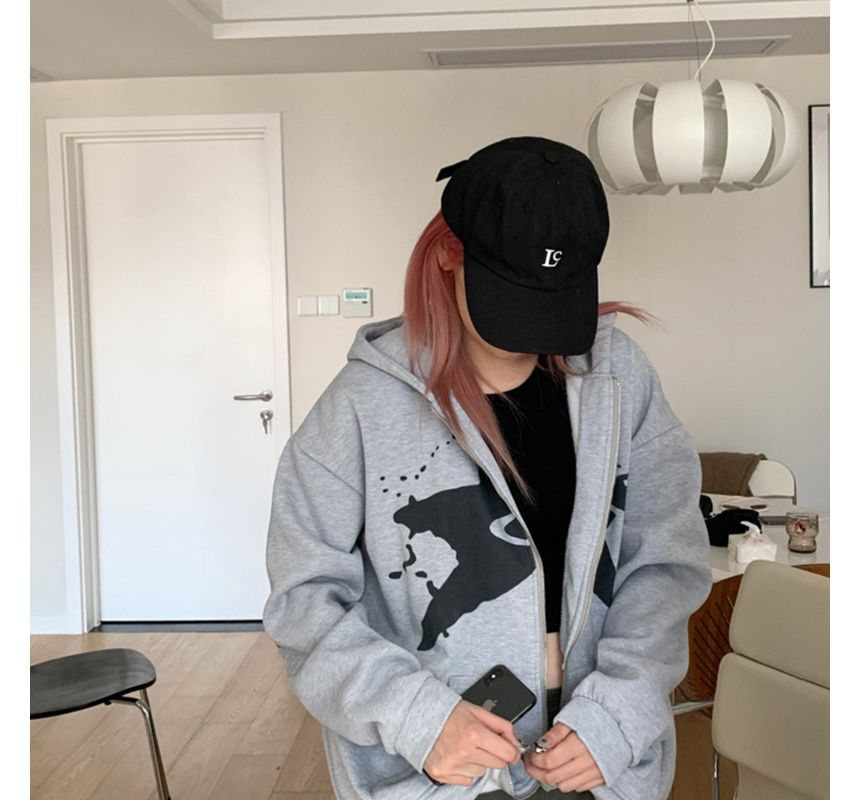 Wanderstar - Nummering Patroon Print Zip Hoodie
