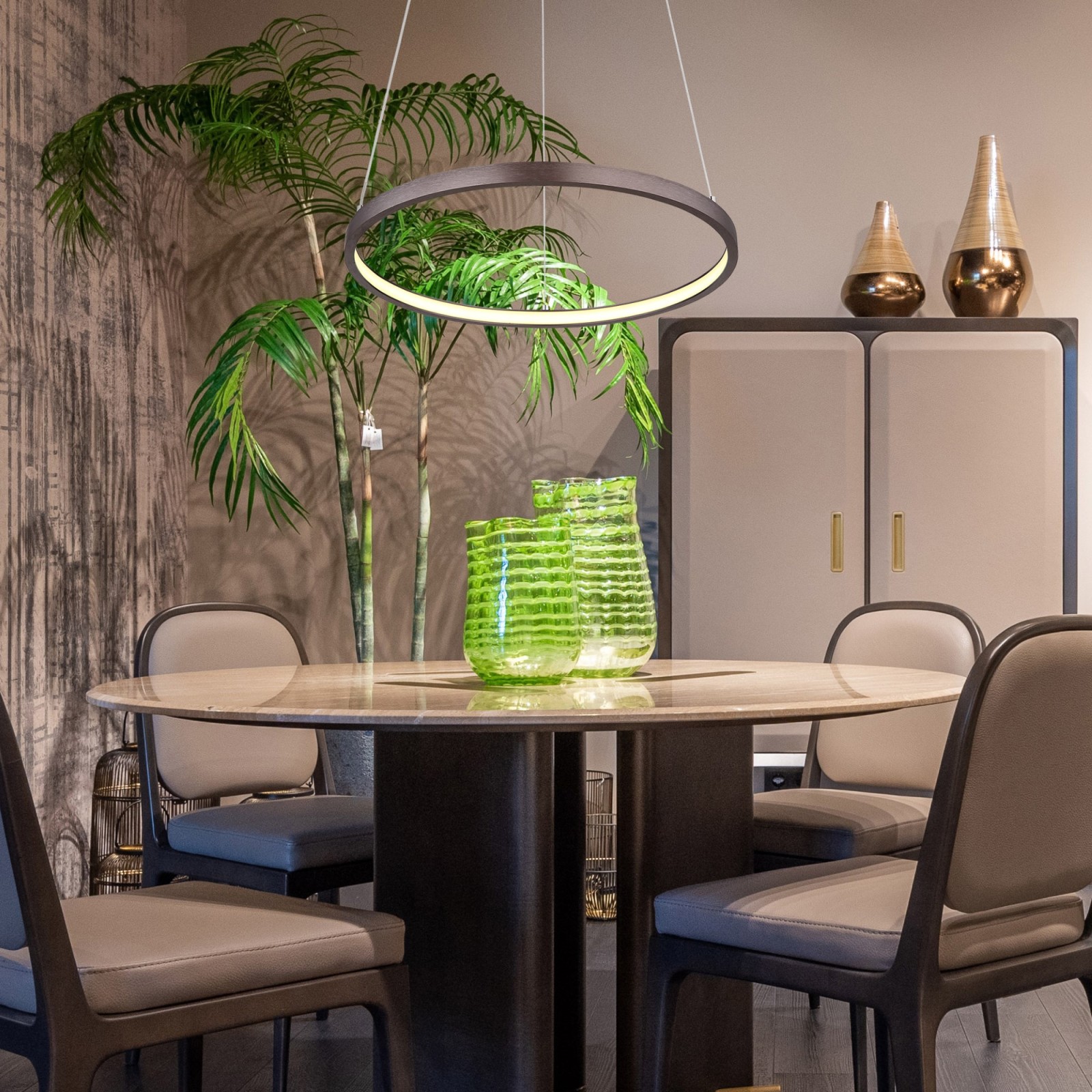 LED-Hängeleuchte - kaffeefarben matt - Ø 38,5 cm
