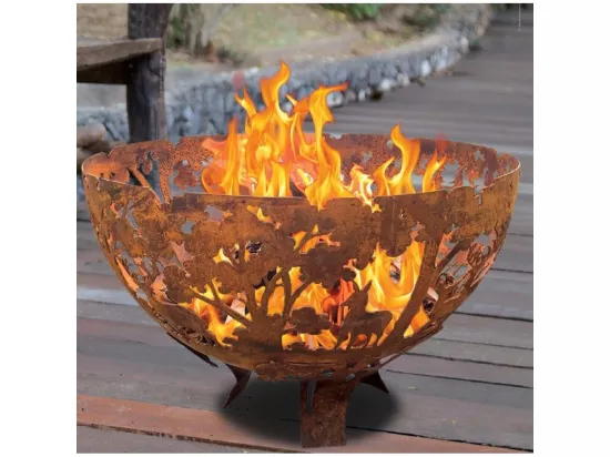 Demi brasero rond - Découpe laser - D 57,5 x H 36,8 cm - Effet rouille