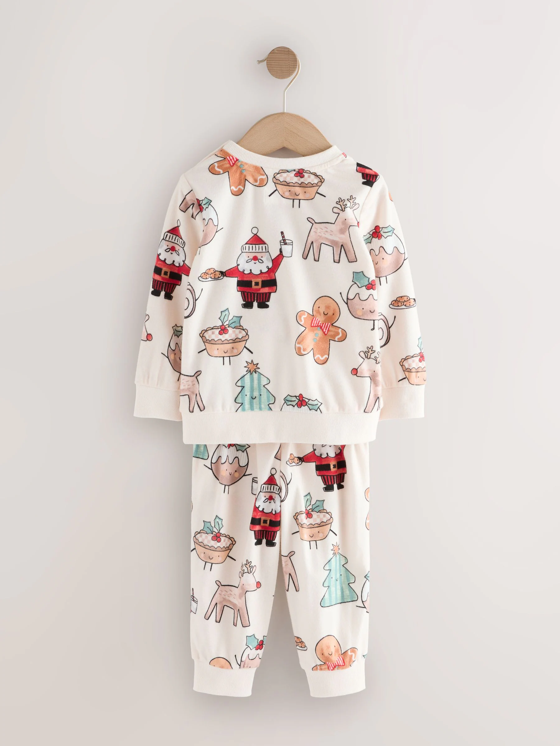 Crème - Enkele behaaglijke fleece kerstpyjama (9mnd -10jr)