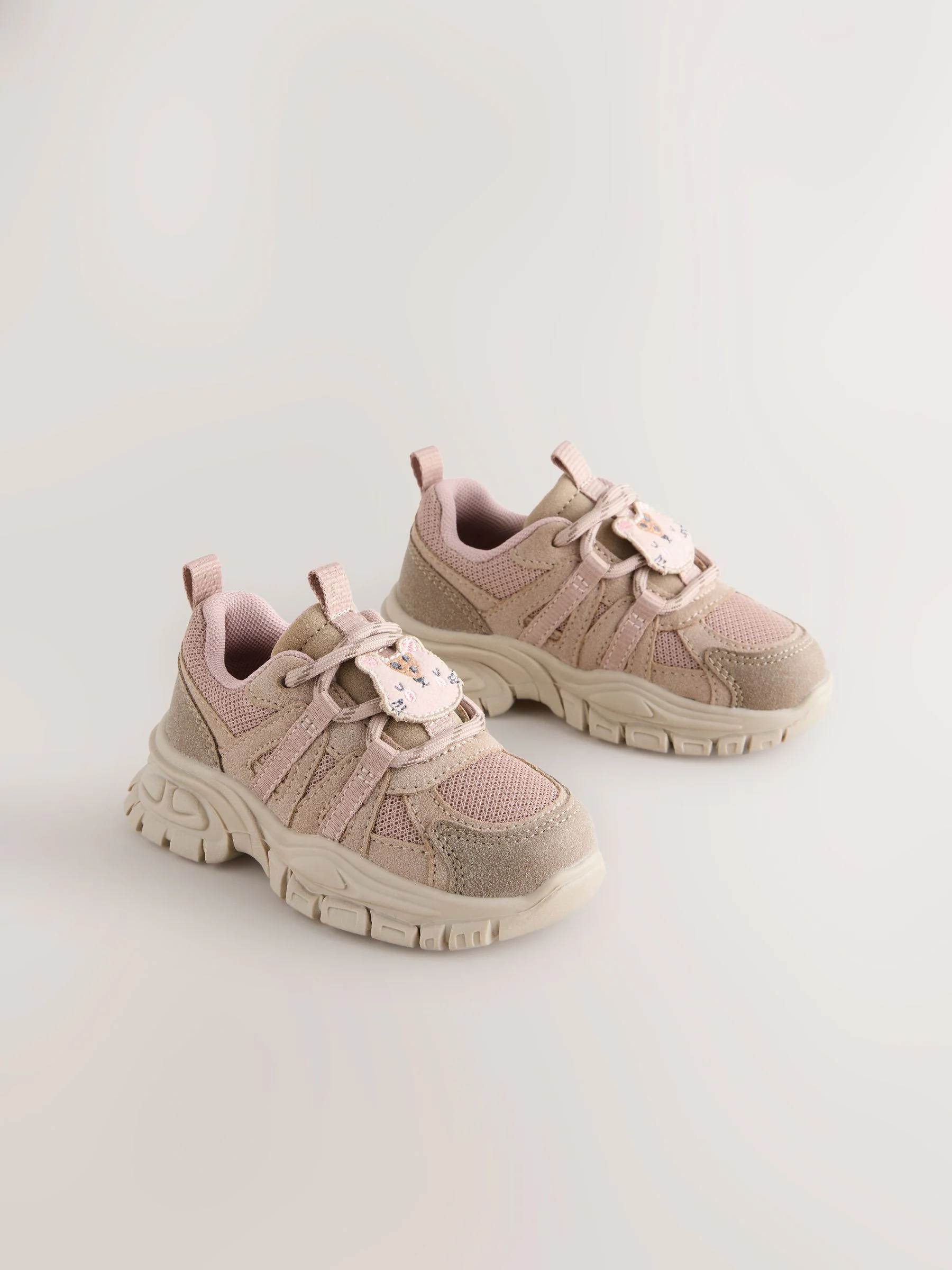 Mokkabruin met bee - Sneakers met dikke zool