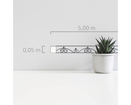 Rand 36999-1 zelfklevend lijnornament wit zwart 5 m x 5 cm