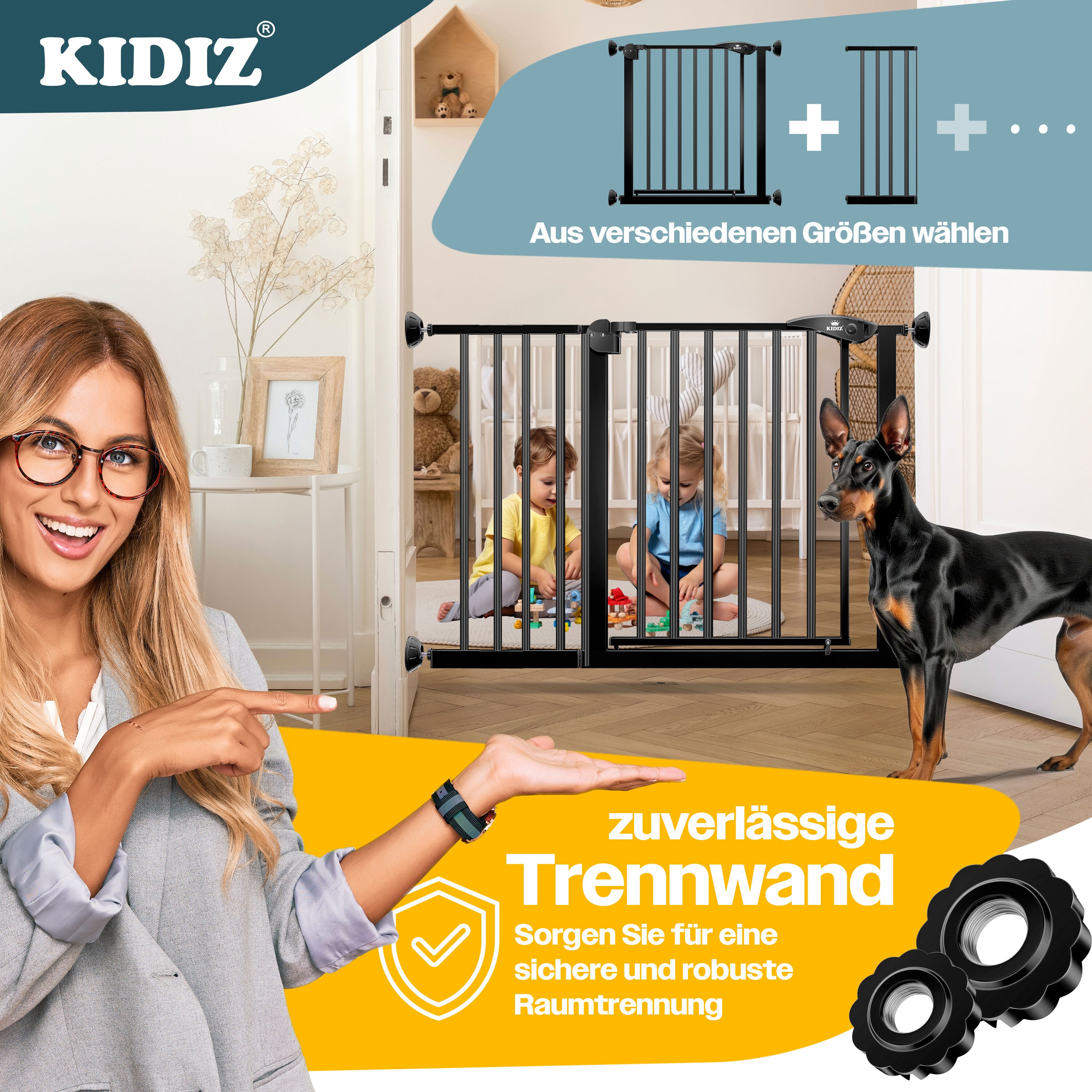 Kidiz® Türschutzgitter ? Absperrgitter ? Treppengitter ? Kindergitter | Gitter Haustier |