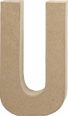 Bogstav Til Pynt - U - Stort Bogstav - Papmaché - 20,5X11,5 CM