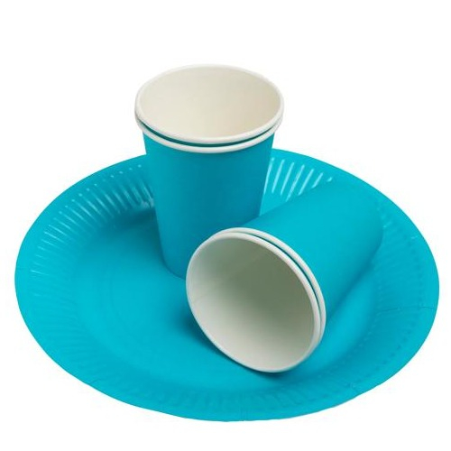 (20er Set) Ø23cm Pappteller Einweg Papier Teller Party Geschirr Tisch Deko (79216I) - Türkis