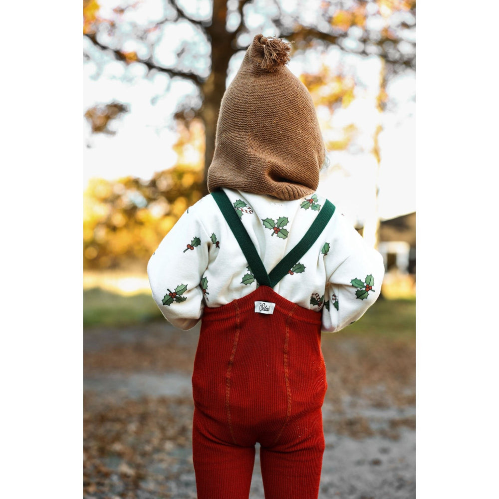 Køb Silly Silas Maple Leaf With Dark Forest Green Footed Strømpebukser Christmas Edition