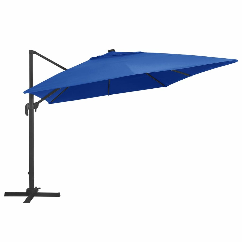 Parasol déporté avec lumières led aluminium 400 x 300cm bleu