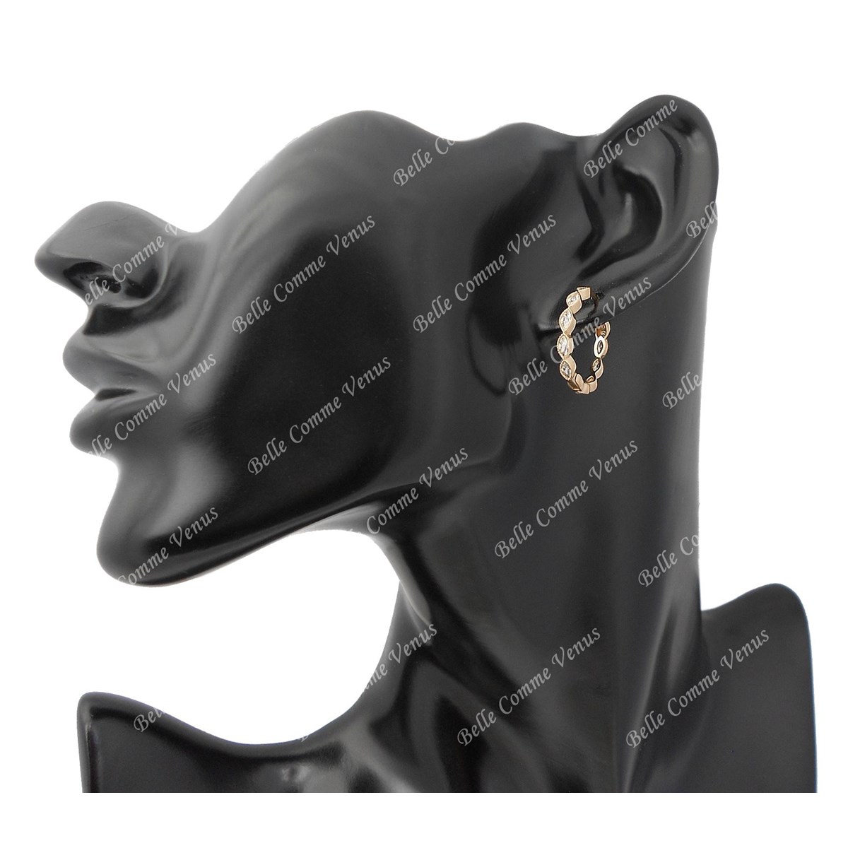 Boucles d'oreilles créole d'oxyde de zirconium ovale Plaqué or 750 3 microns