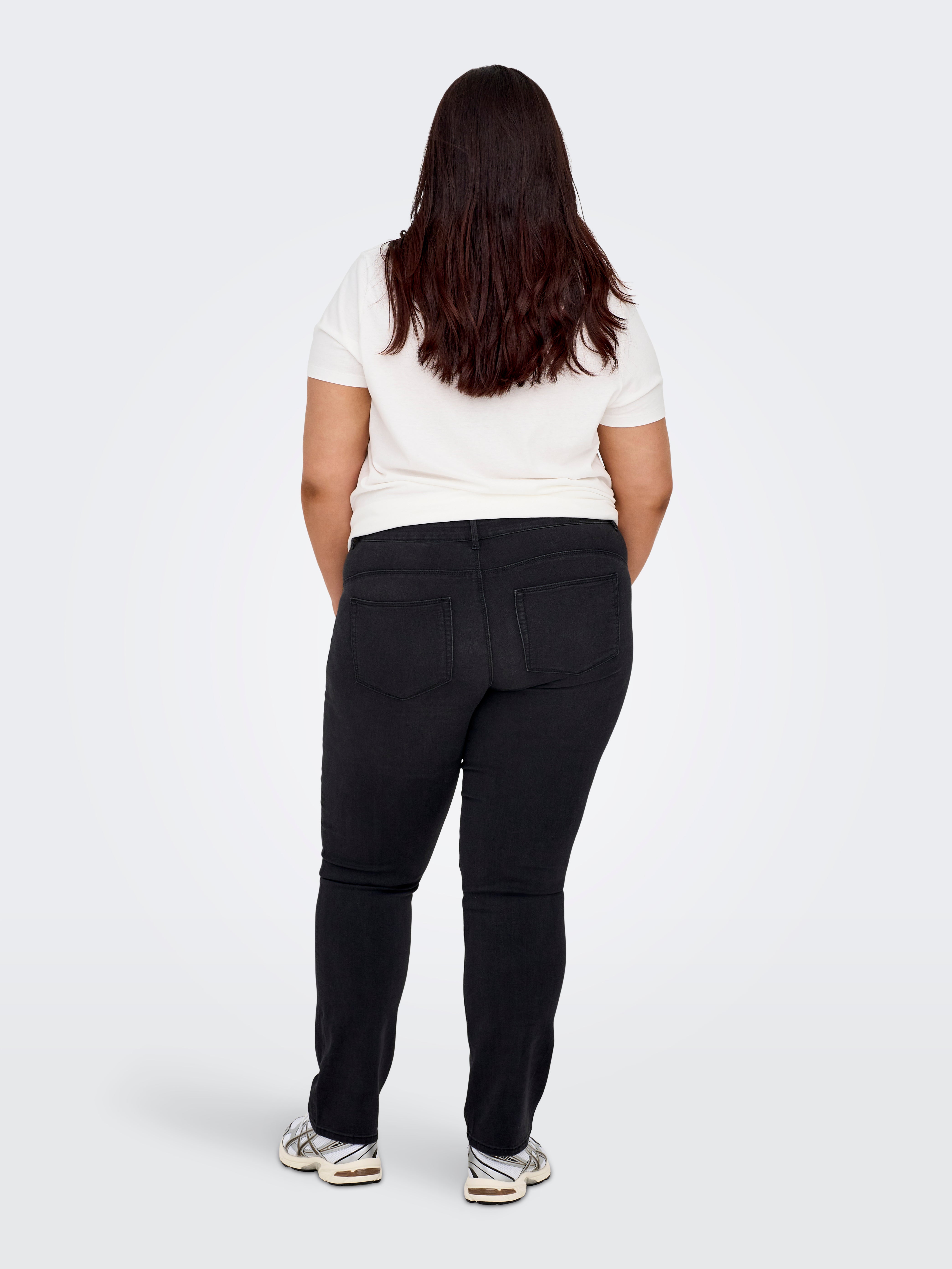 CARHIRIS Mittlere Taille Gerade geschnitten Jeans Washed Black