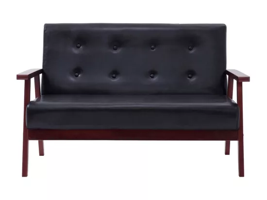 Canapé 2 places de cuir noire 113.5 x 67 x 73.5 cm 02_0018899