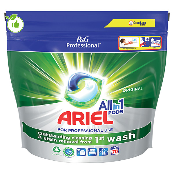 Lessive capsules Ariel Professional All in 1 Original, sachet de 70