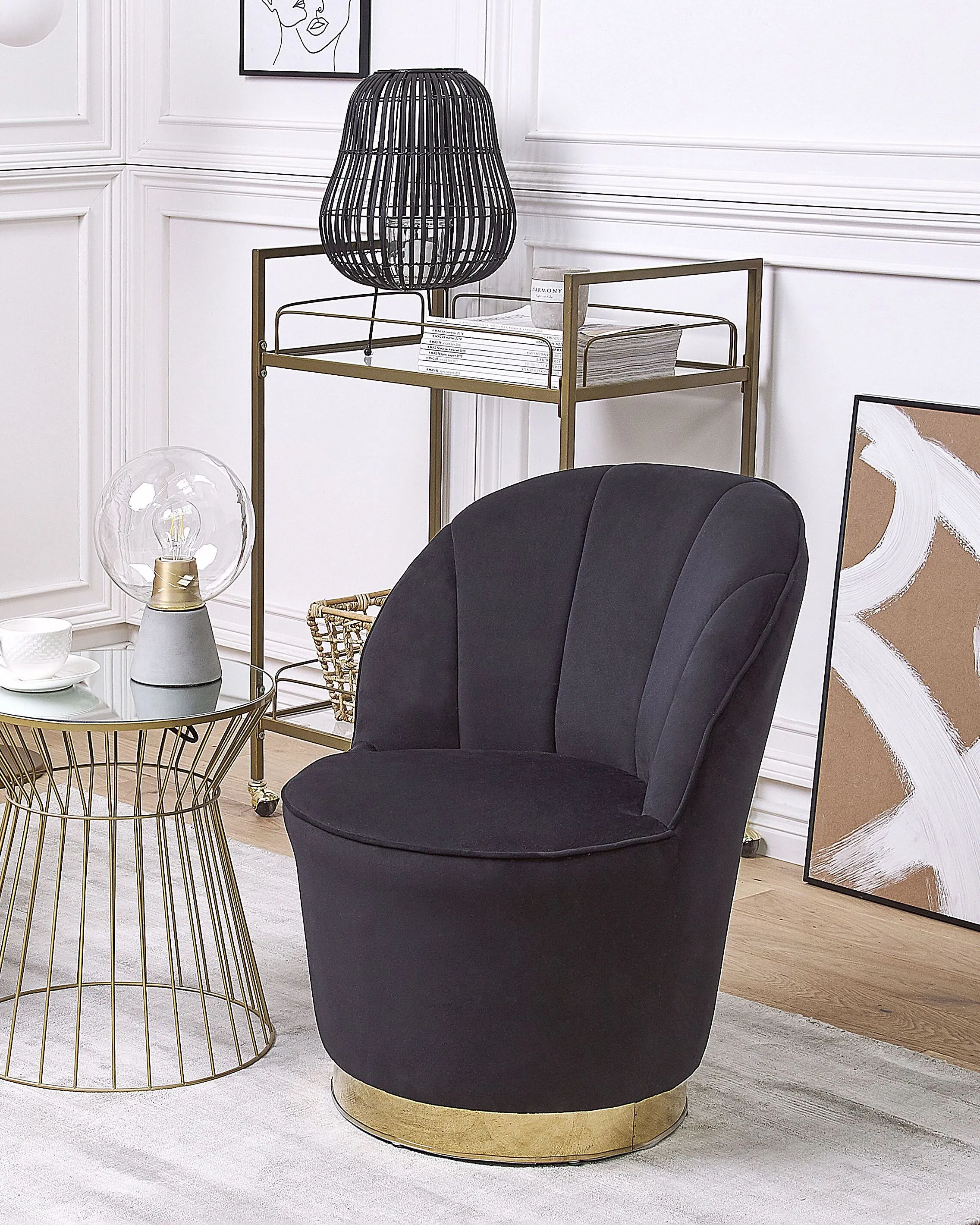 Fauteuil ALBY Fluweel Zwart