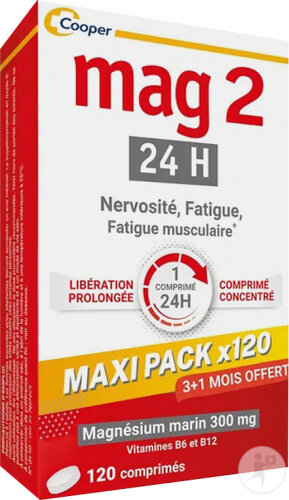 Mag2 24H Nervosité/Fatigue/Fatigue Musculaire 3x40 Comprimés
