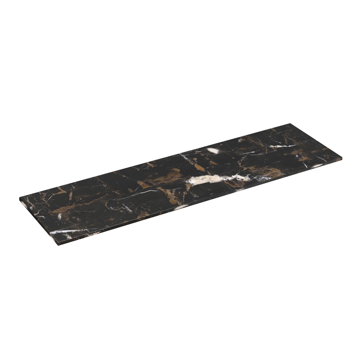 Fontana Portoro Gold marmer beach eiken wastafelmeubel 120cm met toppaneel en rechthoekige waskommen
