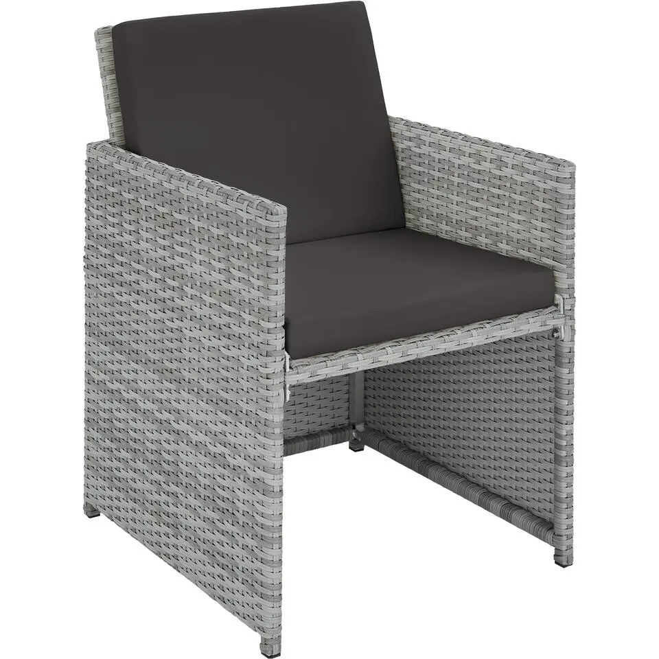 tectake - tuinset New York - wicker - lichtgrijs