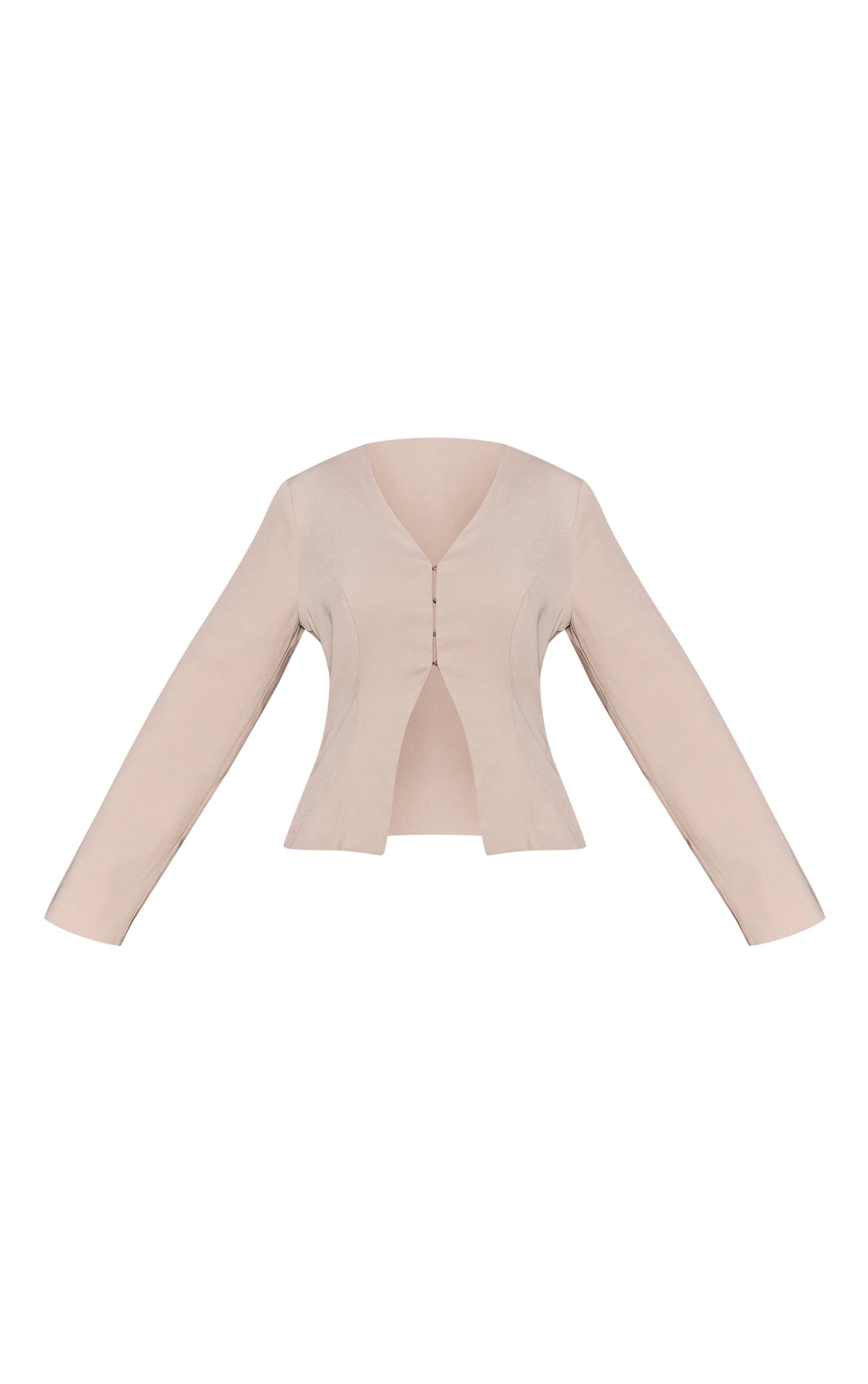 Gris Pierre Blazer Ajusté À Agrafes Et Œillets Sculptant
