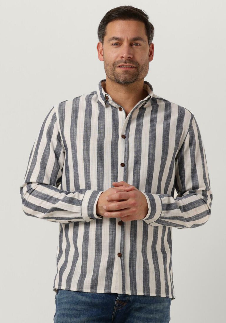 ANERKJENDT donkerblauwe anerkjendt casual overhemd akleif l/s stripe shirt