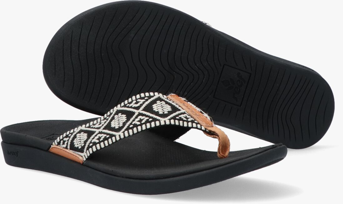 REEF zwarte reef teenslippers ortho woven
