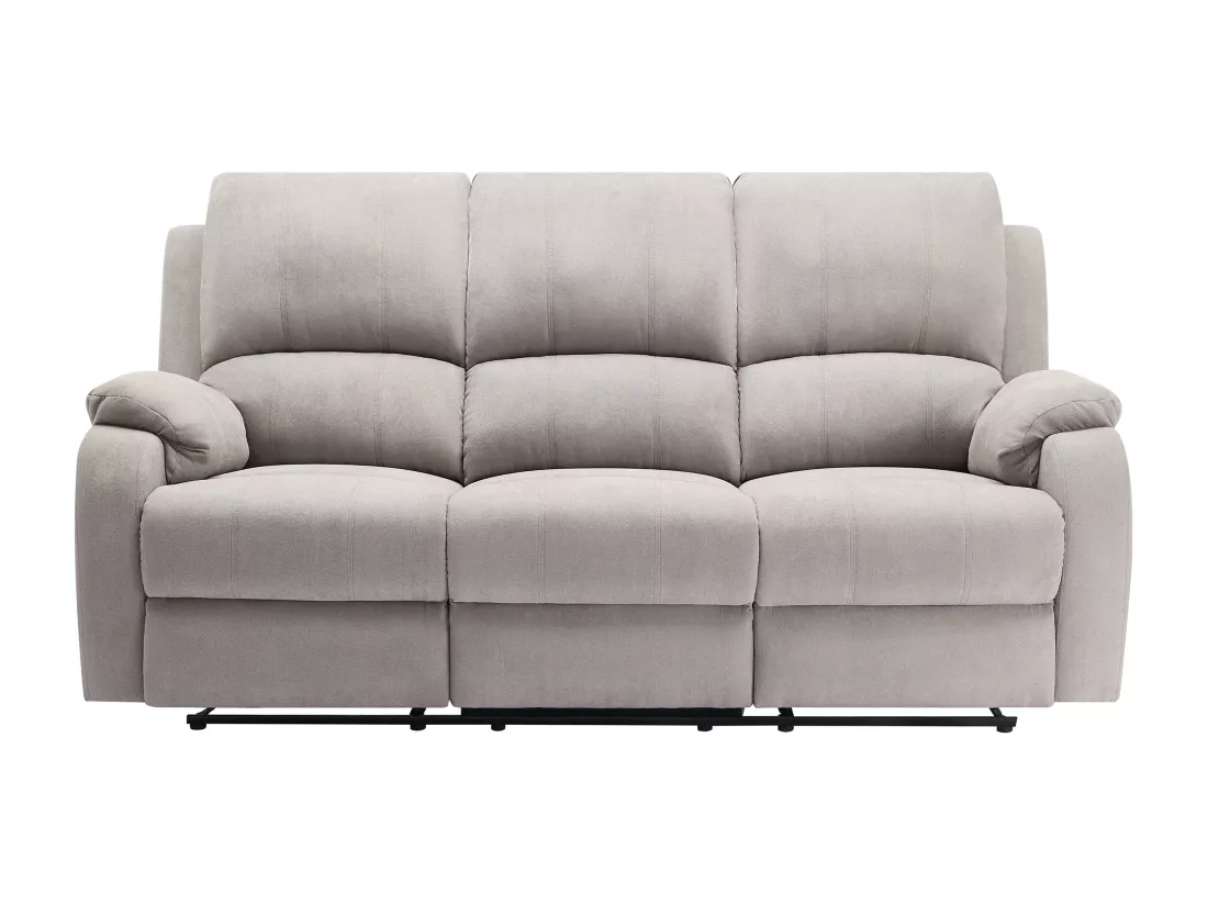 Canapé 3 places et fauteuil relax en microfibre gris clair BRODY
