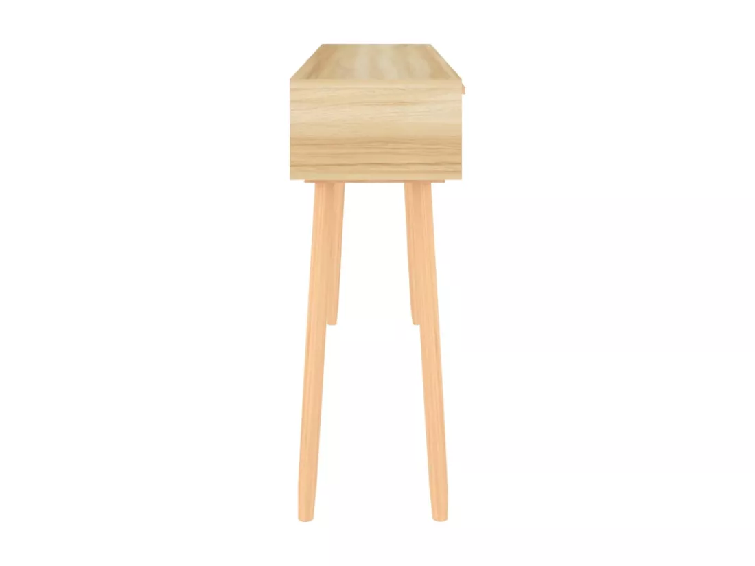 Table console Marron 105x30x75cm Bois massif pin /rotin naturel